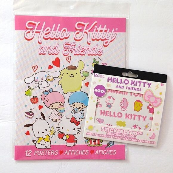 Hello Kitty and Friends Stickerland Sticker Book and Posters Lot NWT - Picture 1 of 16